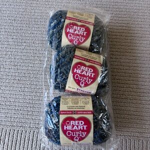 Red Heart Curly Q totally Teal green super bulky acrylic yarn bundle lot of 3